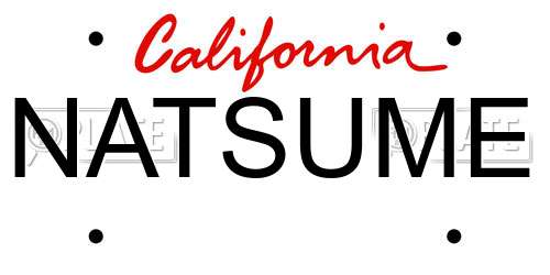 NATSUME California License Plate