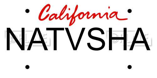 NATVSHA California License Plate