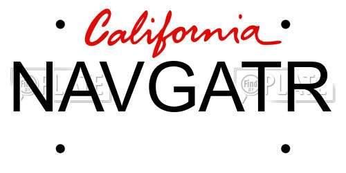 NAVGATR California License Plate
