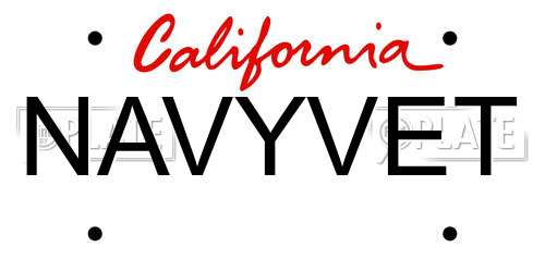 NAVYVET California License Plate