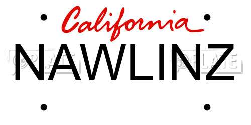 NAWLINZ California License Plate
