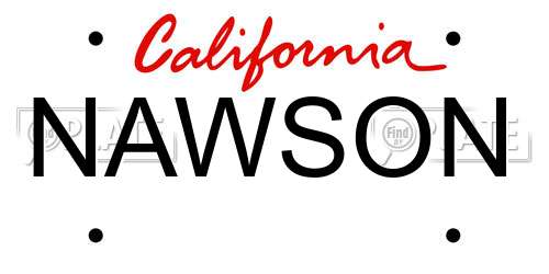 NAWSON California License Plate