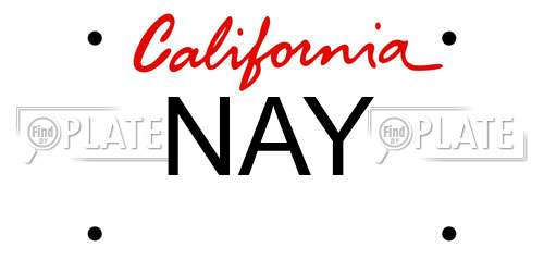 NAY California License Plate