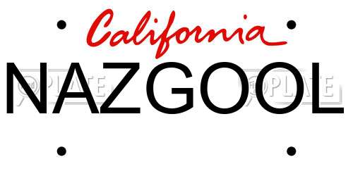 NAZGOOL California License Plate