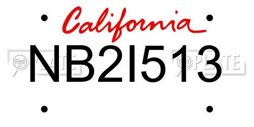 NB2I513 California License Plate