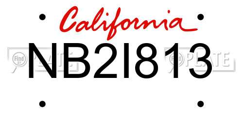 NB2I813 California License Plate