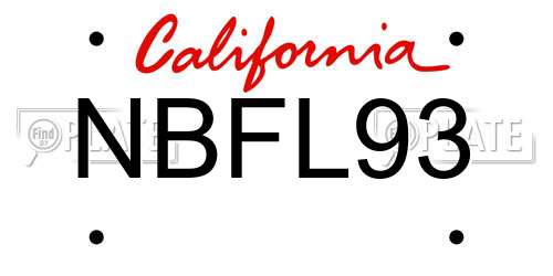 NBFL93 California License Plate