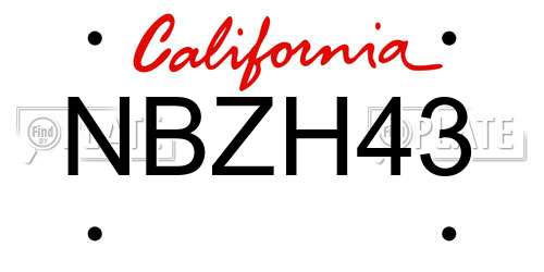 NBZH43 California License Plate