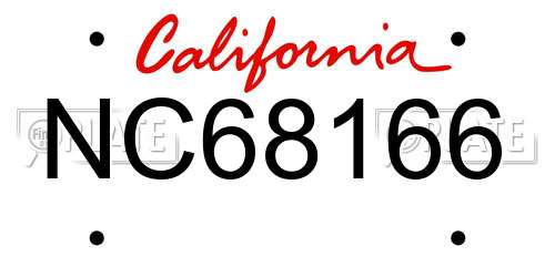NC68166 California License Plate