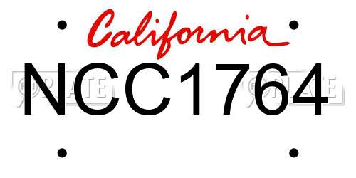 NCC1764 California License Plate