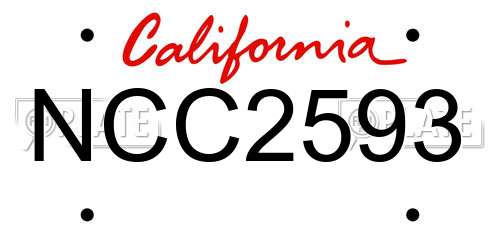 NCC2593 California License Plate