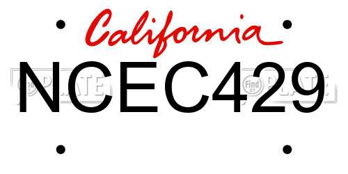 NCEC429 California License Plate