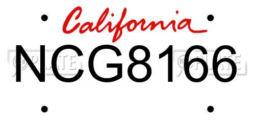 NCG8166 California License Plate