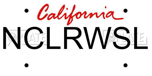 NCLRWSL California License Plate