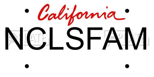 NCLSFAM California License Plate