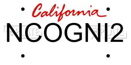 NCOGNI2 California License Plate