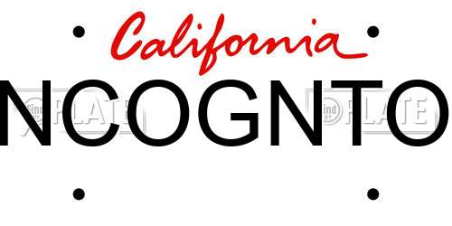 NCOGNTO California License Plate