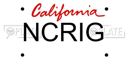 NCRIG California License Plate