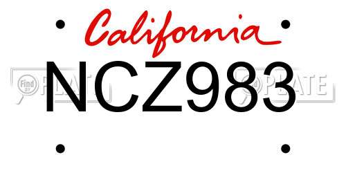 NCZ983 California License Plate
