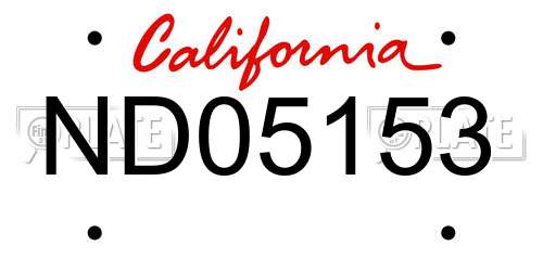 ND05153 California License Plate