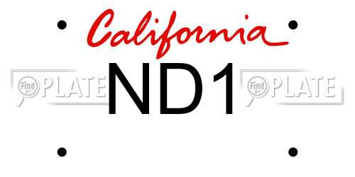 ND1 California License Plate