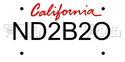 ND2B2O California License Plate