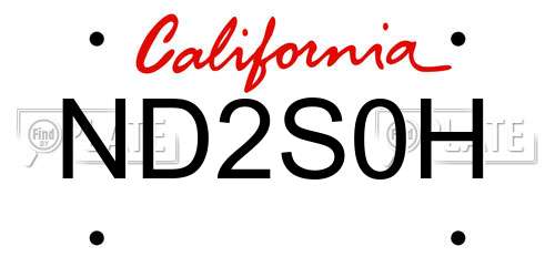 ND2S0H California License Plate