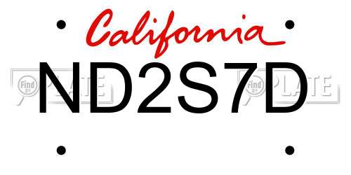 ND2S7D California License Plate