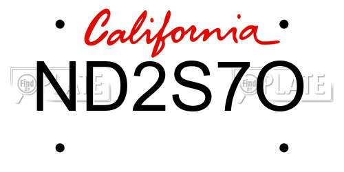 ND2S7O California License Plate