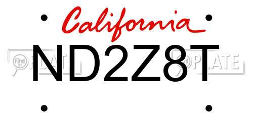 ND2Z8T California License Plate
