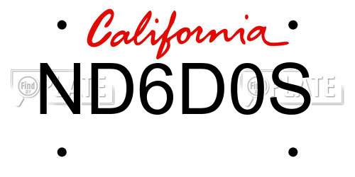ND6D0S California License Plate