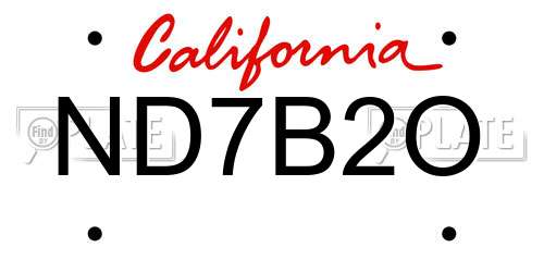 ND7B2O California License Plate