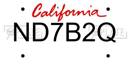 ND7B2Q California License Plate