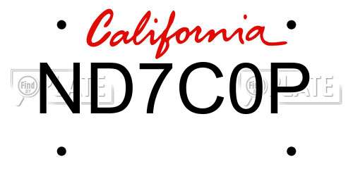 ND7C0P California License Plate