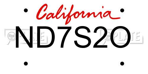 ND7S2O California License Plate