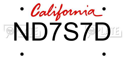 ND7S7D California License Plate