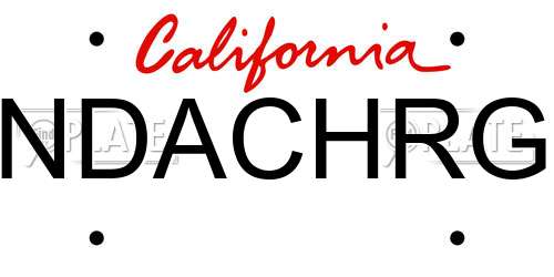 NDACHRG California License Plate