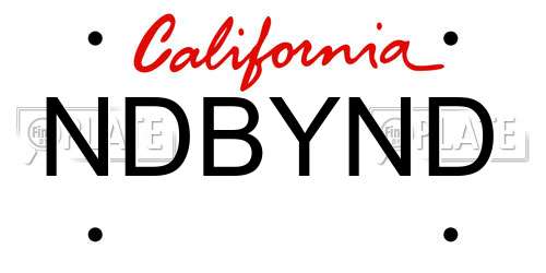 NDBYND California License Plate