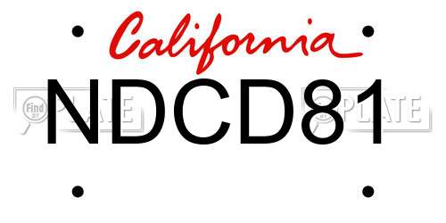 NDCD81 California License Plate