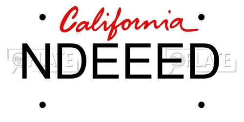 NDEEED California License Plate