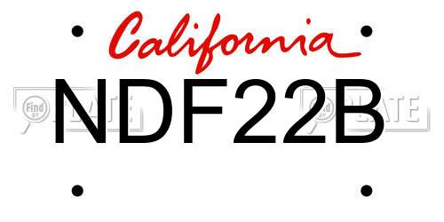 NDF22B California License Plate