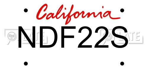 NDF22S California License Plate