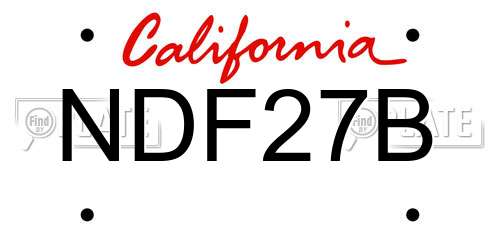 NDF27B California License Plate