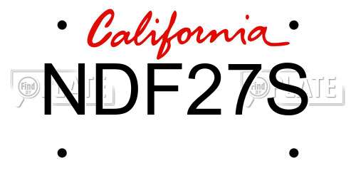 NDF27S California License Plate