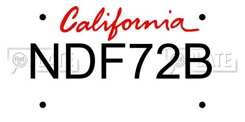 NDF72B California License Plate