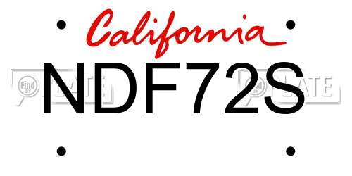 NDF72S California License Plate