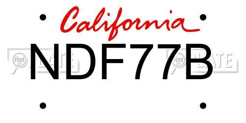 NDF77B California License Plate