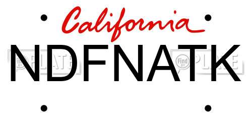 NDFNATK California License Plate