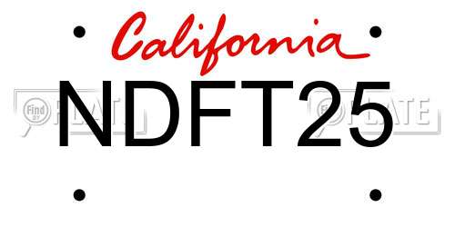 NDFT25 California License Plate