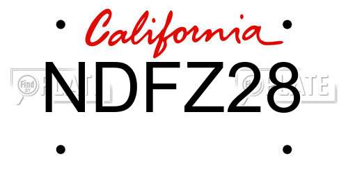 NDFZ28 California License Plate